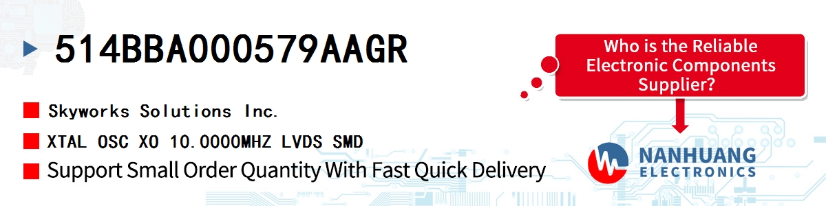 514BBA000579AAGR Skyworks XTAL OSC XO 10.0000MHZ LVDS SMD