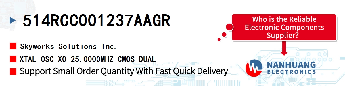 514RCC001237AAGR Skyworks XTAL OSC XO 25.0000MHZ CMOS DUAL