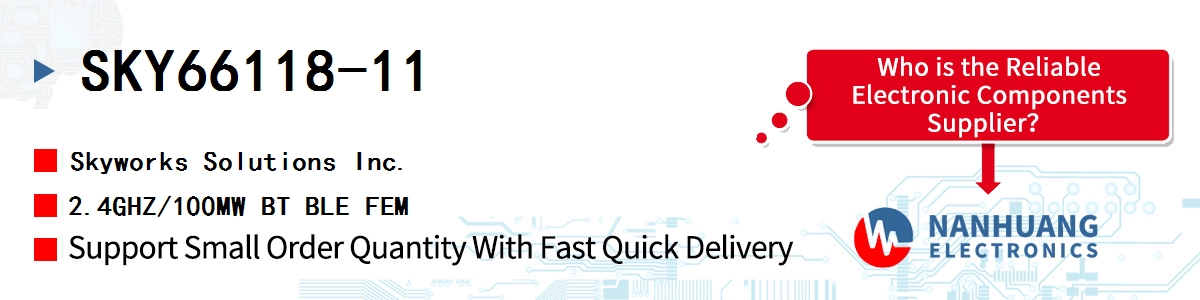 SKY66118-11 Skyworks 2.4GHZ/100MW BT BLE FEM